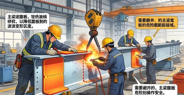 桥式起重机主梁预应力修复法_桥式起重机主梁火焰矫正法_桥式起重机主梁下挠变形铆焊校正