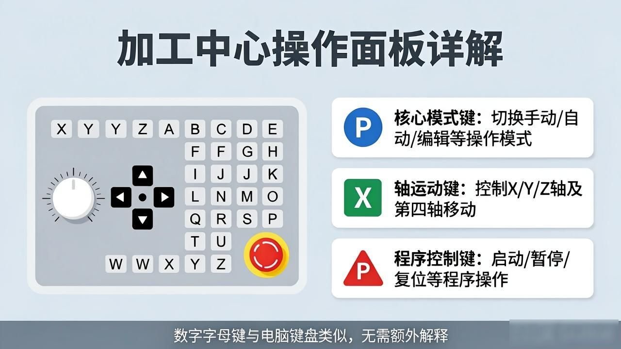 CNC铣削加工中心操作面板_加工中心操作面板详解_法兰克加工中心面板按键解读