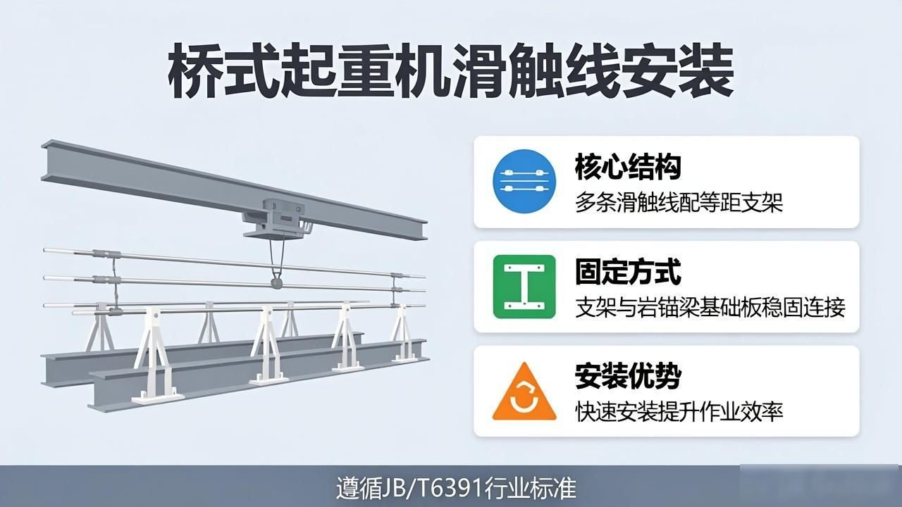 起重机安全滑触线支架批量铆焊_桥式起重机滑触线快速安装装置及方法_桥式起重机滑触线安装效率提升技术