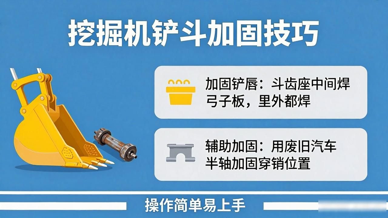 挖掘机大小臂(动臂斗杆)专业铆焊修复_挖掘机铲斗加固_道轨钢铲斗加固方法