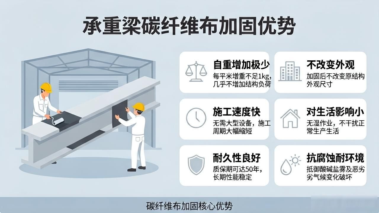 房屋承重梁弯曲加固方法_如何修复因过载导致弯曲的钢梁（铆焊加固）_增大截面加固法碳纤维布加固