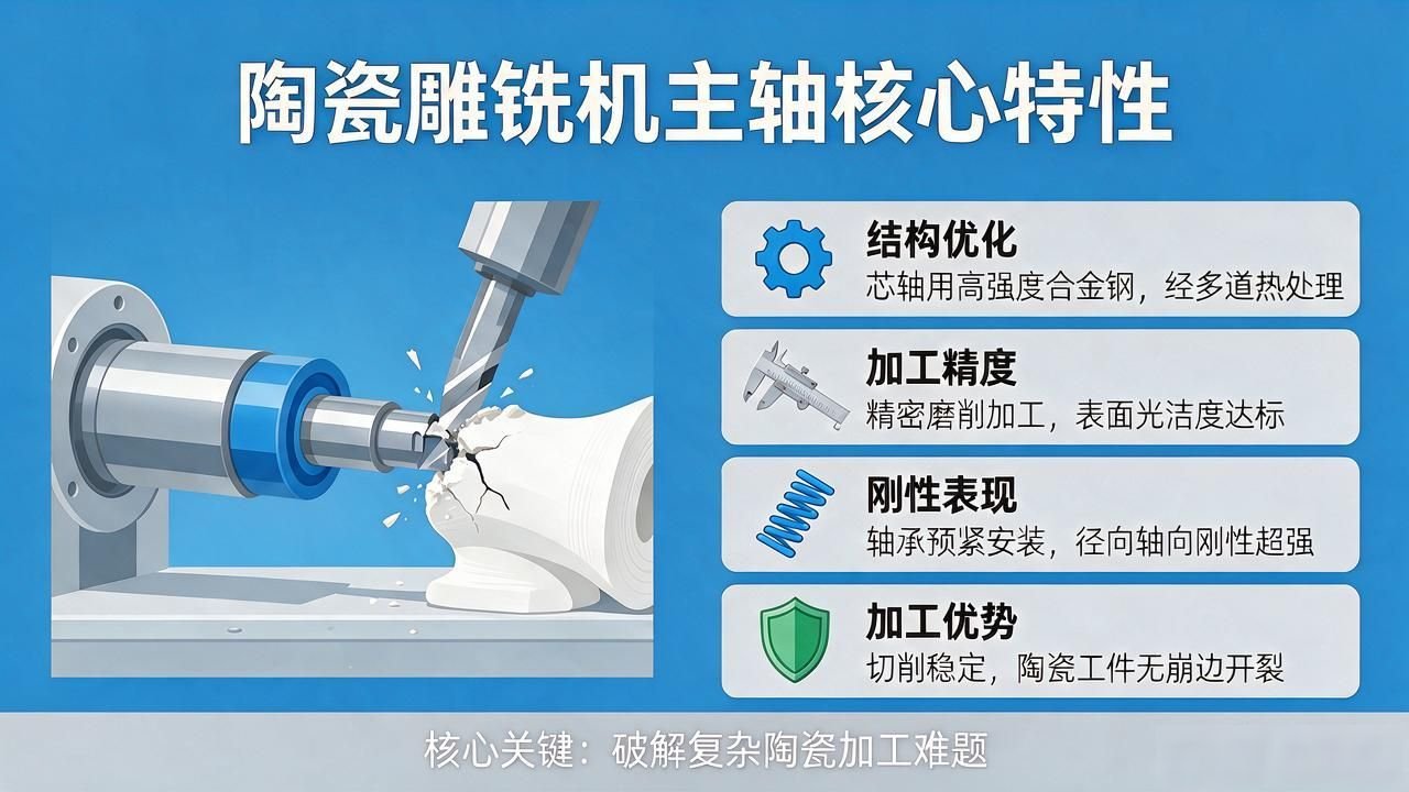 陶瓷雕铣机主轴性能_高精度主轴在精密机械加工中的作用_复杂陶瓷零件加工精度